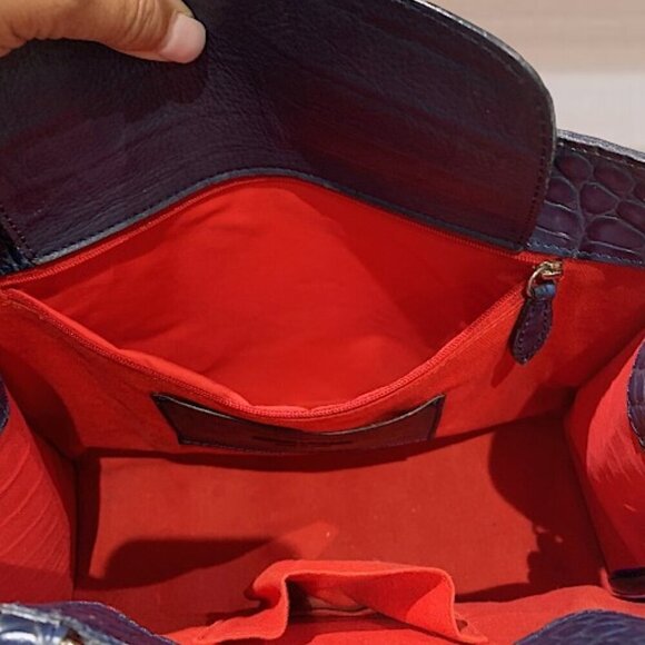 Dooney & Bourke Marine Blue Croc Embossed Leather Satchel - Picture 13 of 16